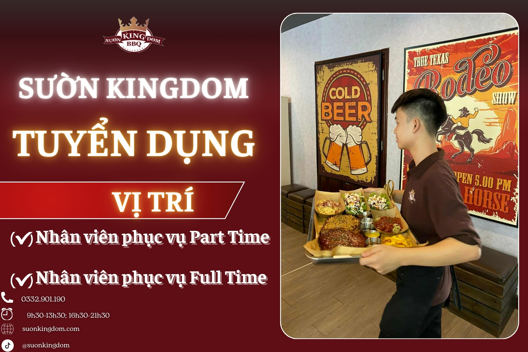 Sườn Kingdom Tuyển Dụng Nhân Viên Nhà Hàng Tại Hà Nội (Part-time & Full-time)